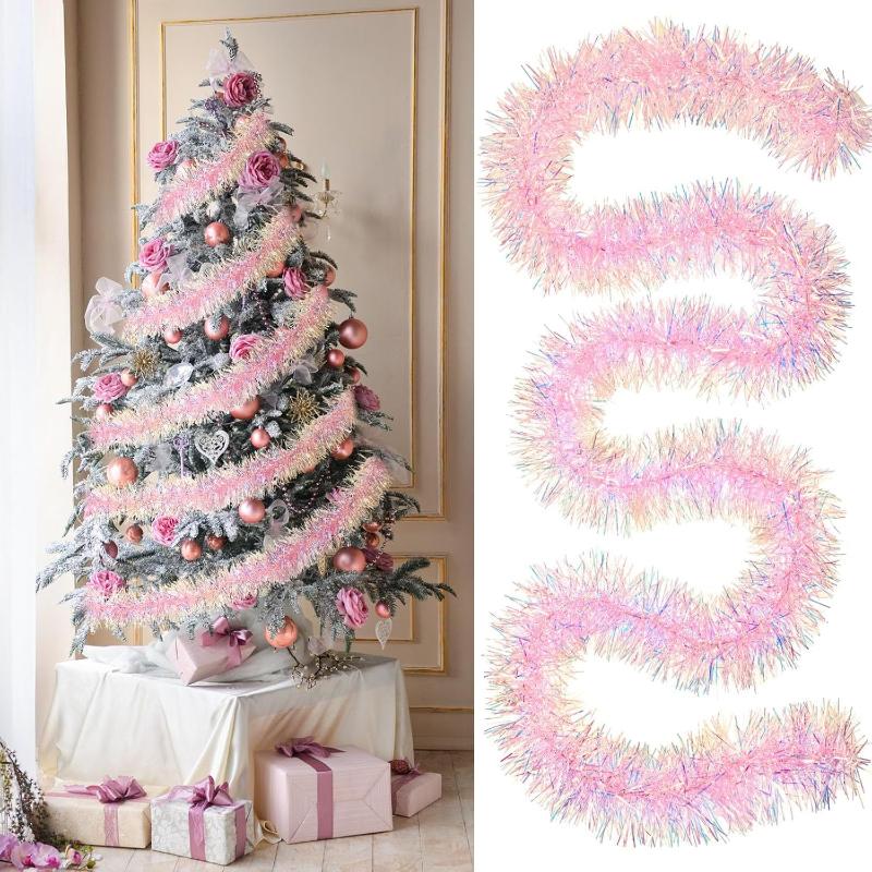 1/3/5PCS 2M Pink Christmas Tin - Tinsel Garland Decoration ulasan dan harga