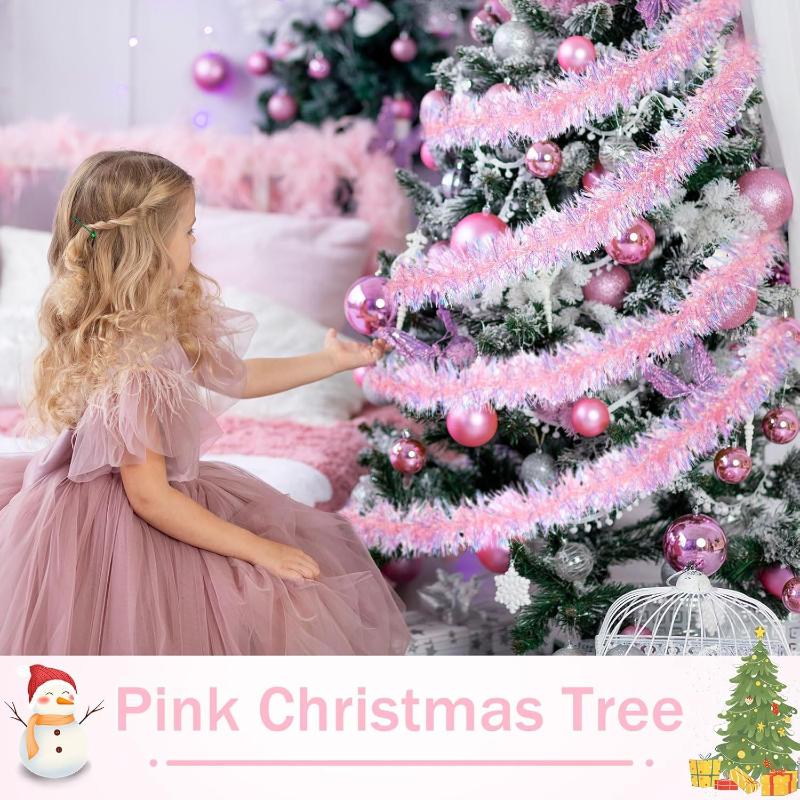 1/3/5PCS 2M Pink Christmas Tin - Tinsel Garland Decoration ulasan dan harga