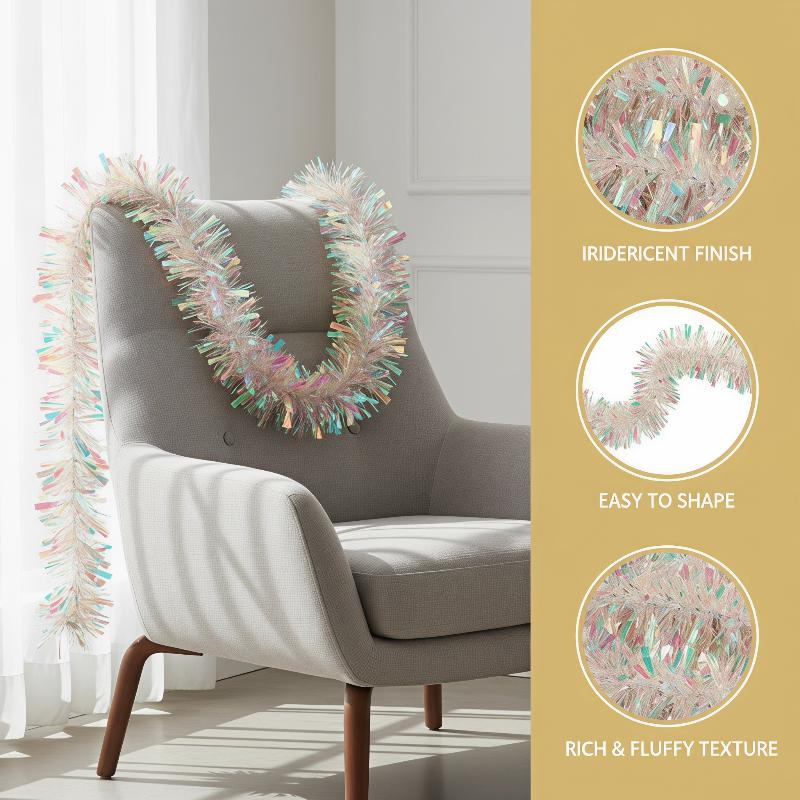 Light Green Iridescent Hologra - Tinsel Garland Decoration ulasan dan harga