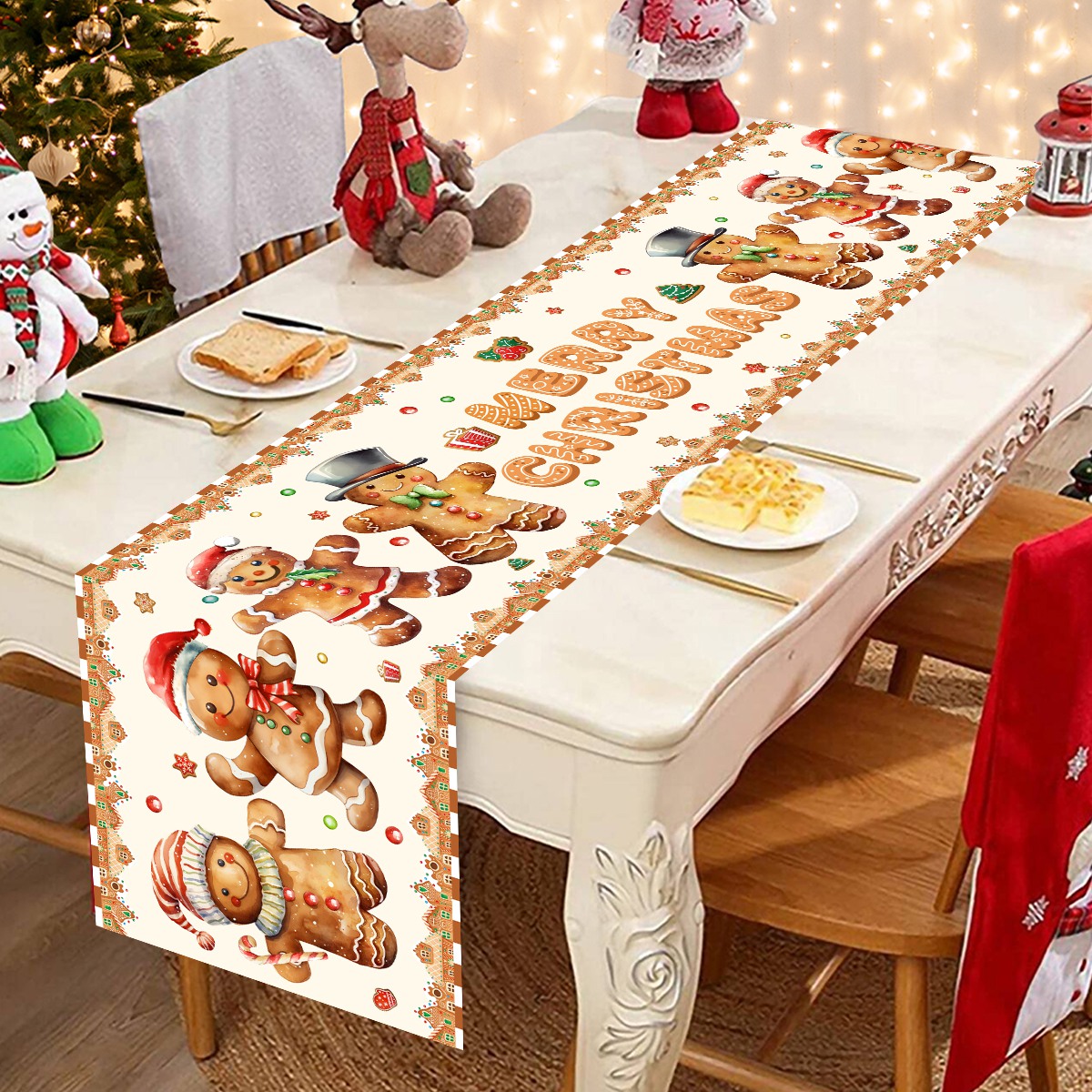 Christmas Santa Clause Polyest - Christmas Table Runner ulasan dan harga