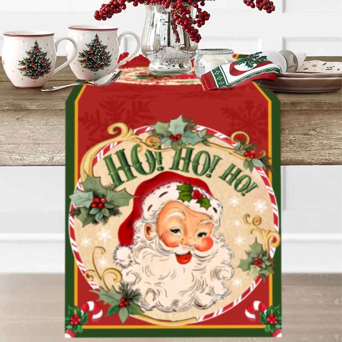 Christmas Santa Clause Polyest - Christmas Table Runner ulasan dan harga