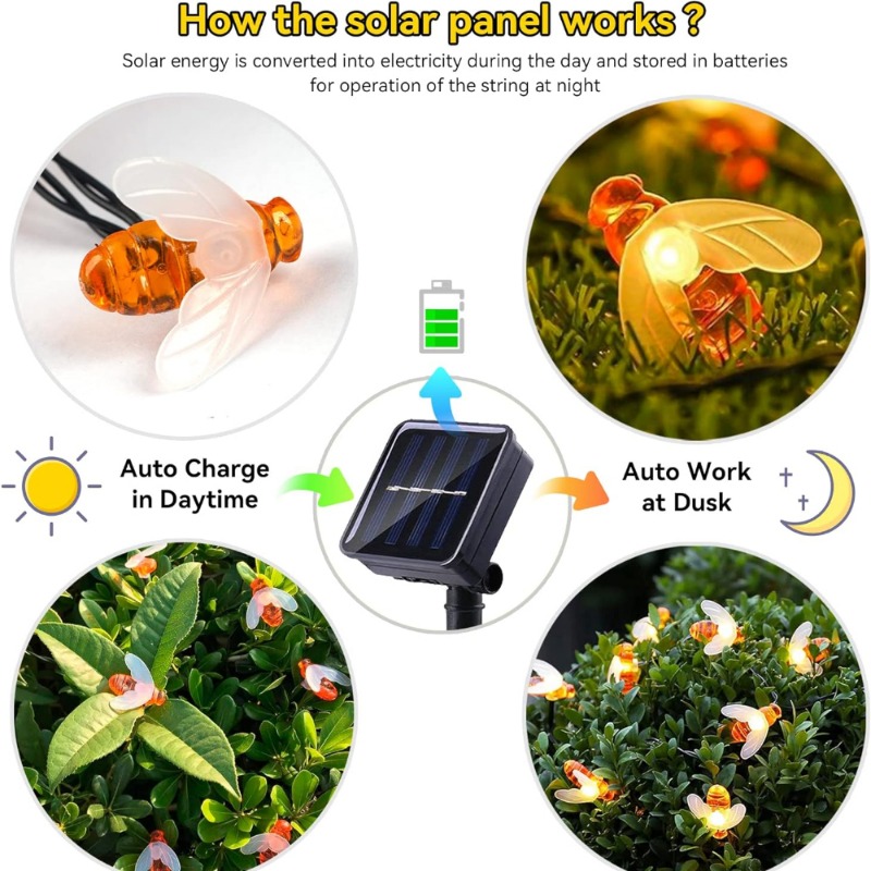 Solar Bee String Light 7m 50 L - Led Fairy String Lights ulasan dan harga
