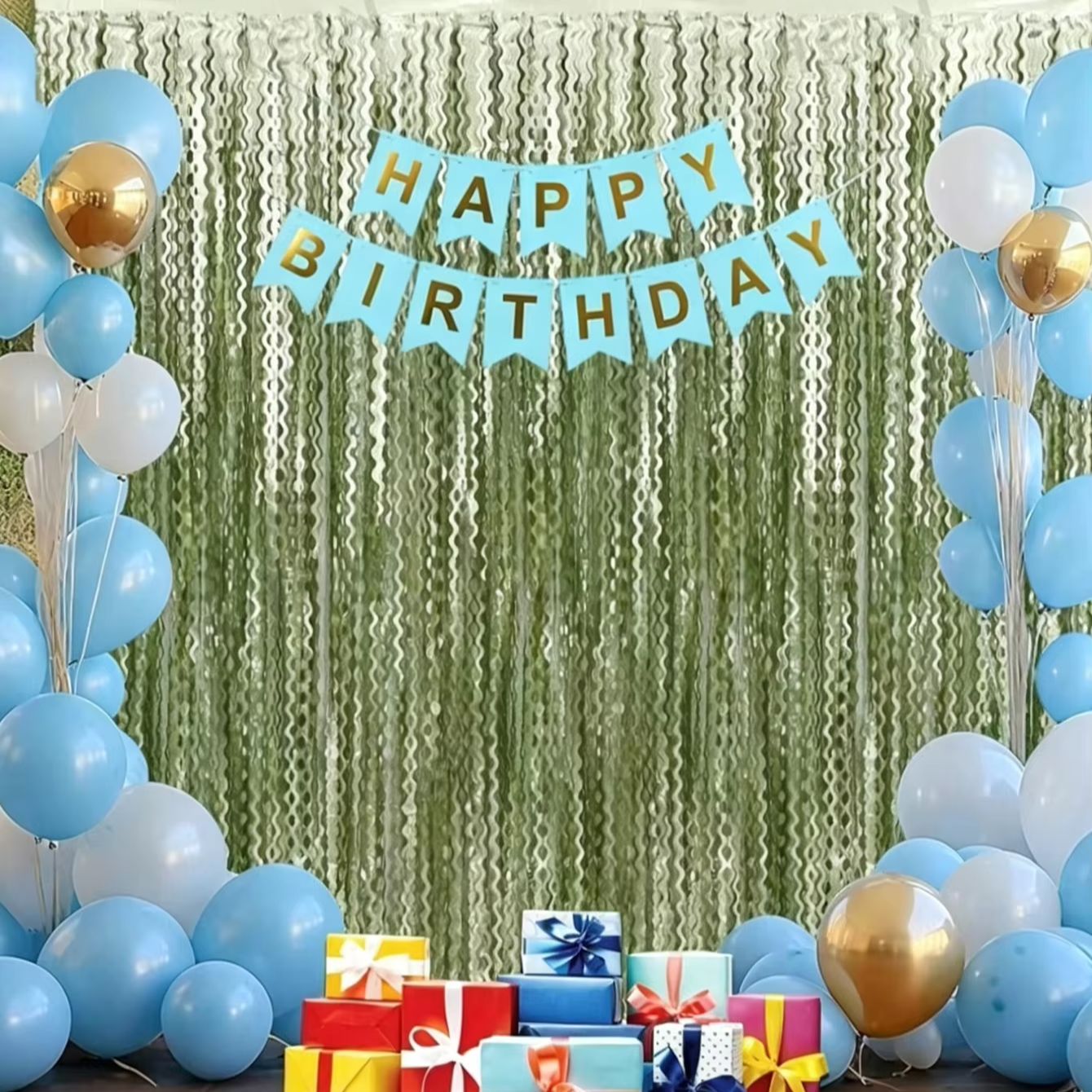2PCS Sage Green Wavy Foil Frin - Tinsel Garland Decoration ulasan dan harga