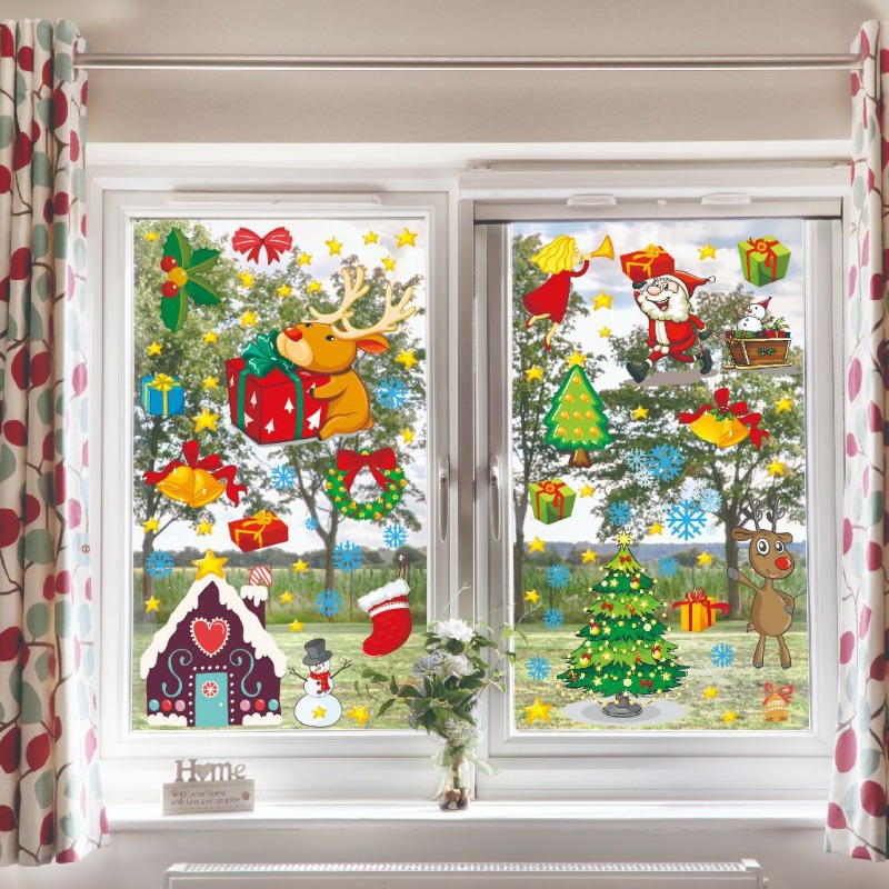 4pcs PVC Christmas Snowflake W - Snowflake Window Decal ulasan dan harga