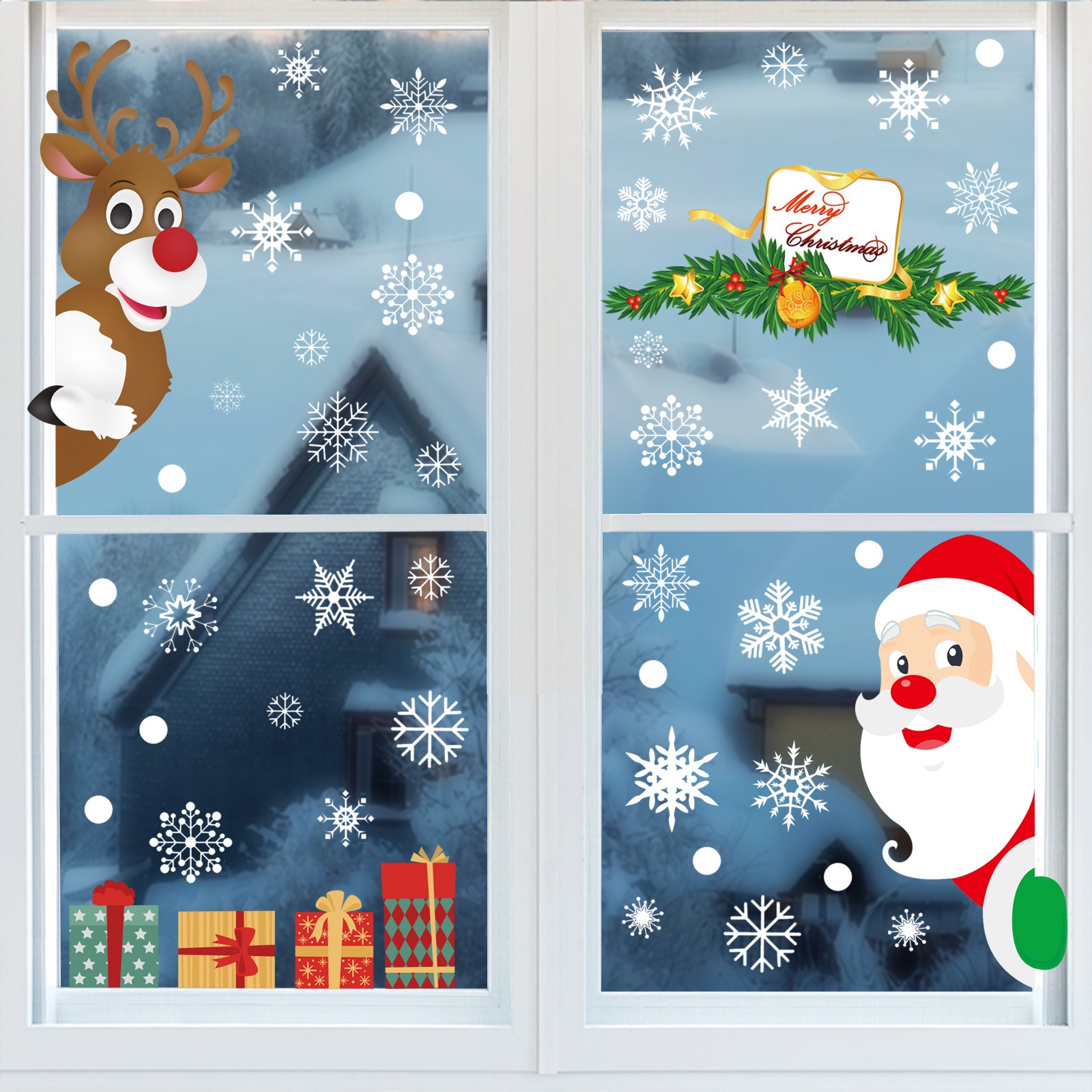 Christmas Window Stickers Snow - Snowflake Window Decal ulasan dan harga