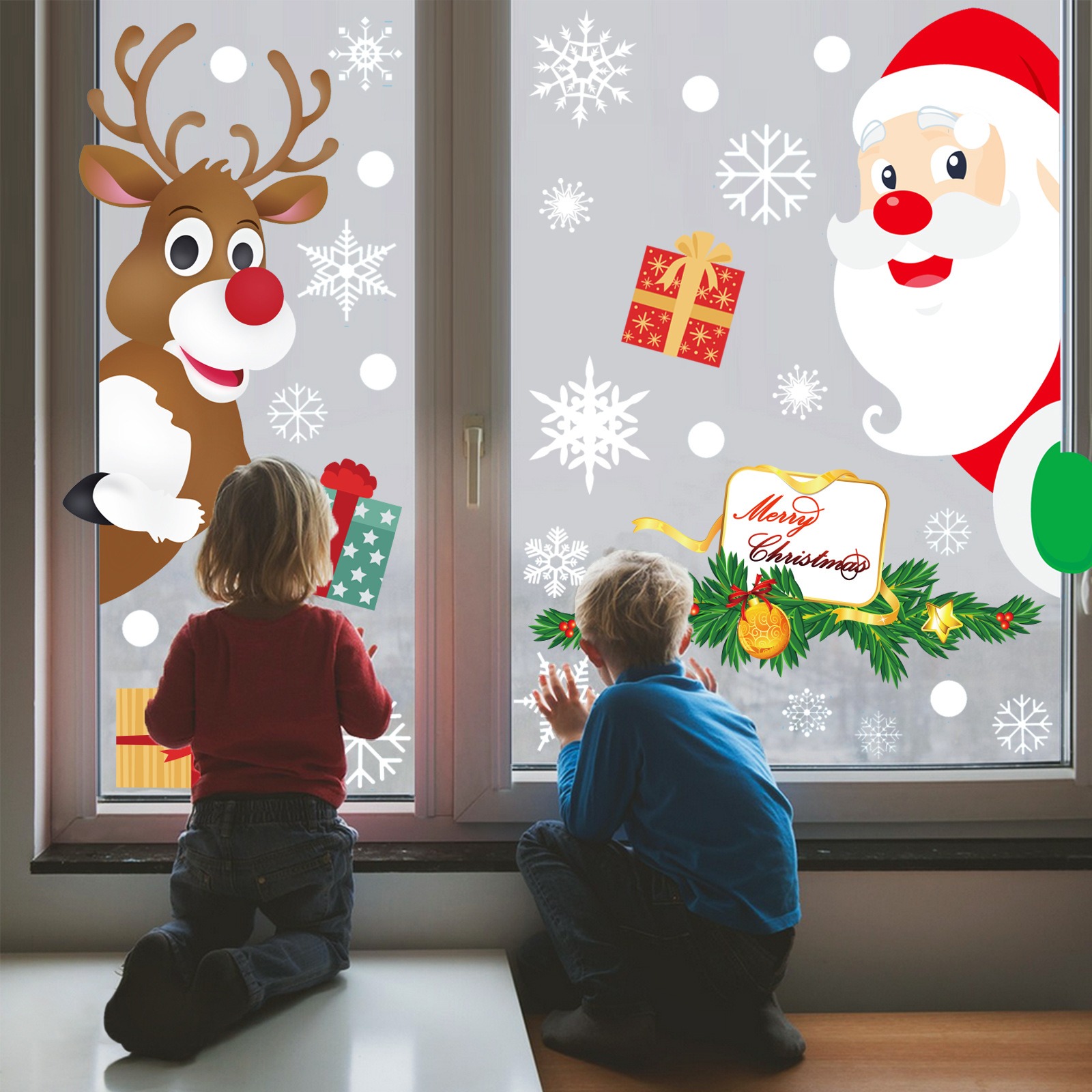 Christmas Window Stickers Snow - Snowflake Window Decal ulasan dan harga